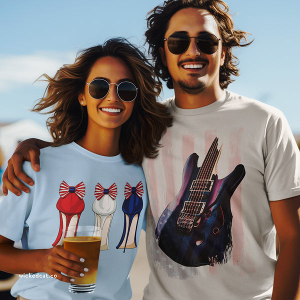 Red White and Blue Stilettos Patriotic Style T-Shirt