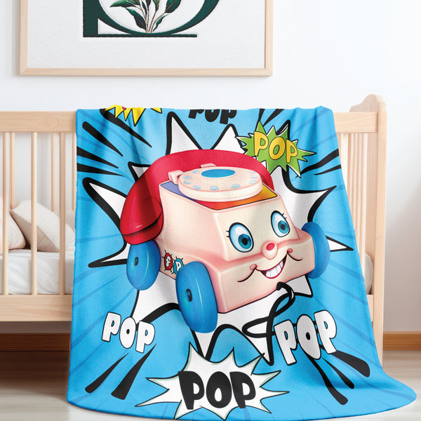 Retro Toy Phone Cute Sherpa Baby Blanket