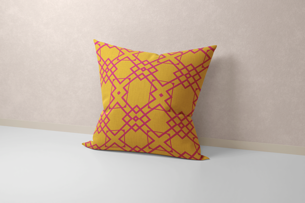 Yellow & Pink Geometric Throw Pillow