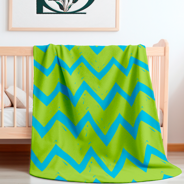 Green & Blue Newborn Toddler Sherpa Baby Blanket