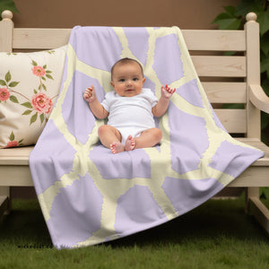 Soft sherpa blanket with 'Purple & Cream Giraffe Print' design