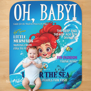soft sherpa blanket with 'Little Mermaid Illustrated' design