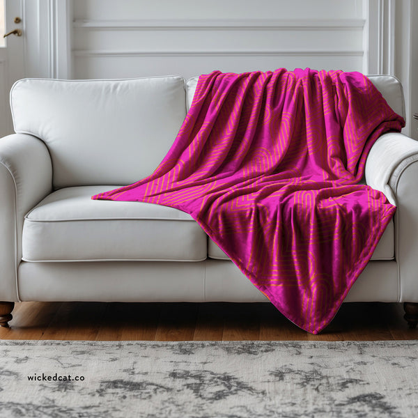 Pink & Orange Hearts Art Deco Decorative Throw Blanket