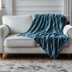 Teal Blue Art Deco Decorative Throw Blanket