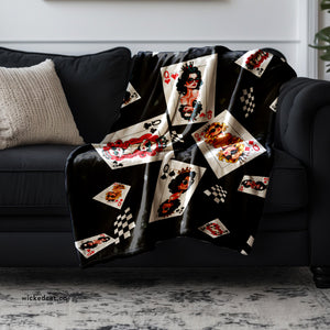 Card Deck Queens Pink Decorative Throw Blanket
