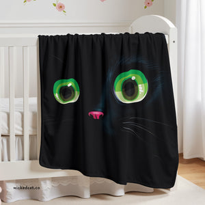 Big Black Cat Newborn Toddler Sherpa Baby Blanket