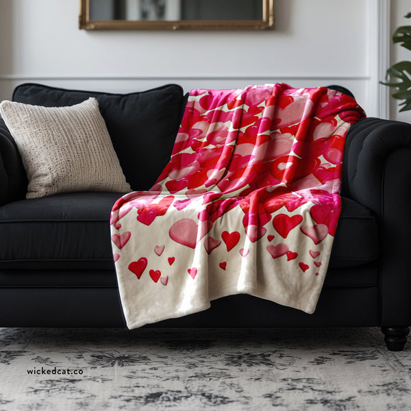 Pink and Red Hearts Home Gift Throw Blanket