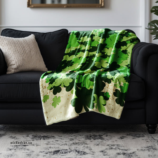 Falling Shamrocks Green Decorative Throw Blanket