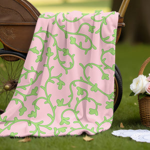 soft sherpa blanket with 'Pink & Green Vines Floral' design
