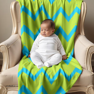 Green & Blue Newborn Toddler Sherpa Baby Blanket