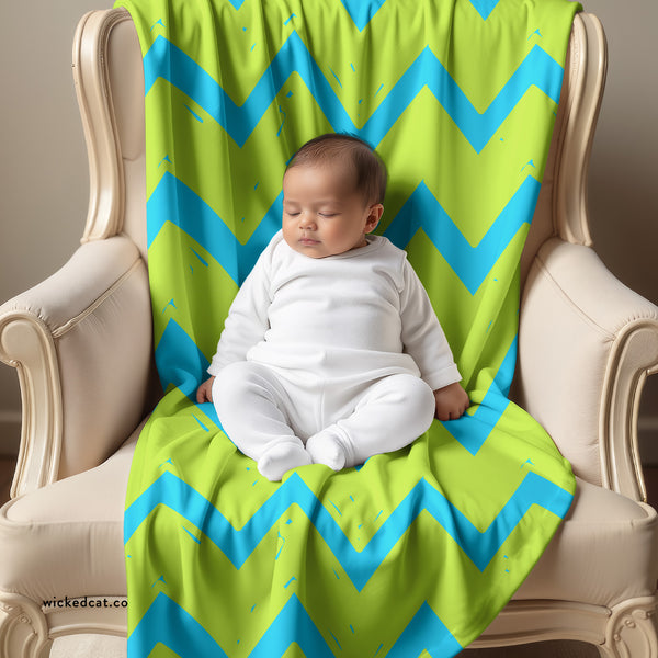 Green & Blue Newborn Toddler Sherpa Baby Blanket