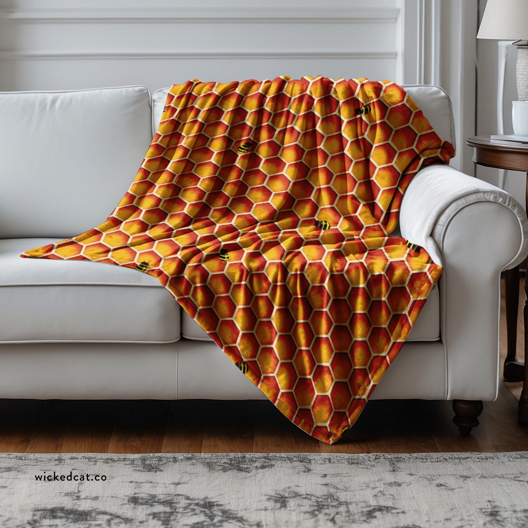 Honeycomb Bees Spring Decor Throw Blanket