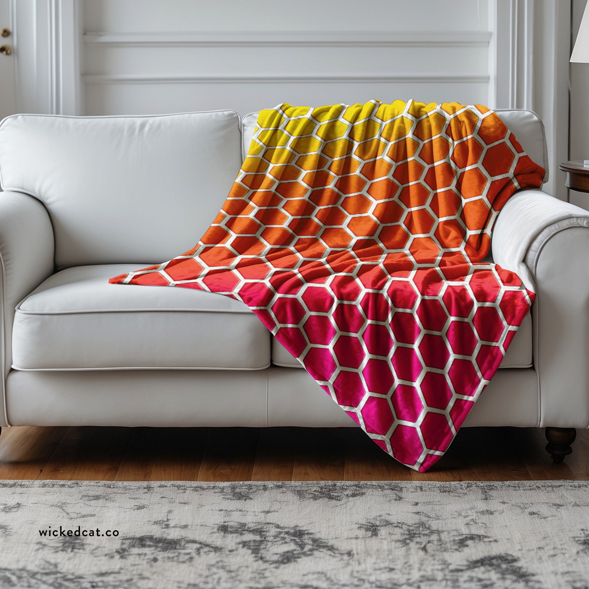 Honeycomb Rainbow Spring Summer Throw Blanket