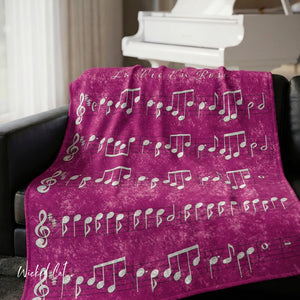 La Vie En Rose Sheet Music Shimmering Pink Throw Blanket