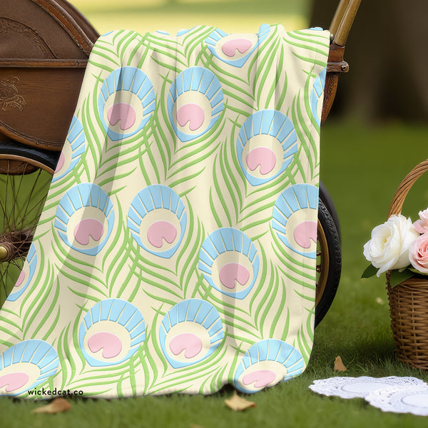 Peacock Feathers Newborn Toddler Sherpa Baby Blanket