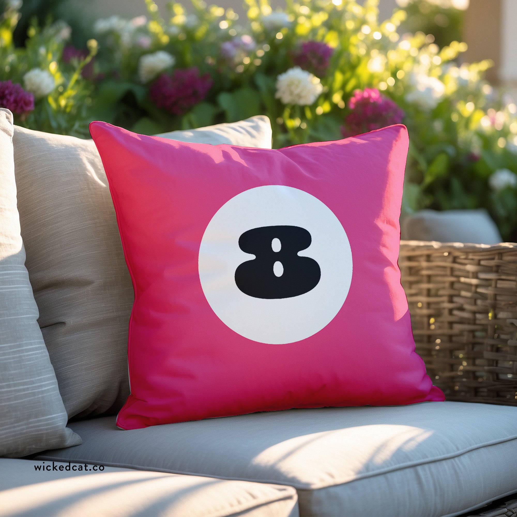 pink 8 ball throw pillow outdoor decor