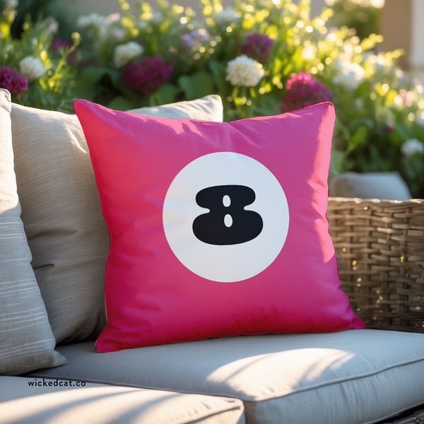 Pink 8 Ball Indoor Outdoor Throw Pillow