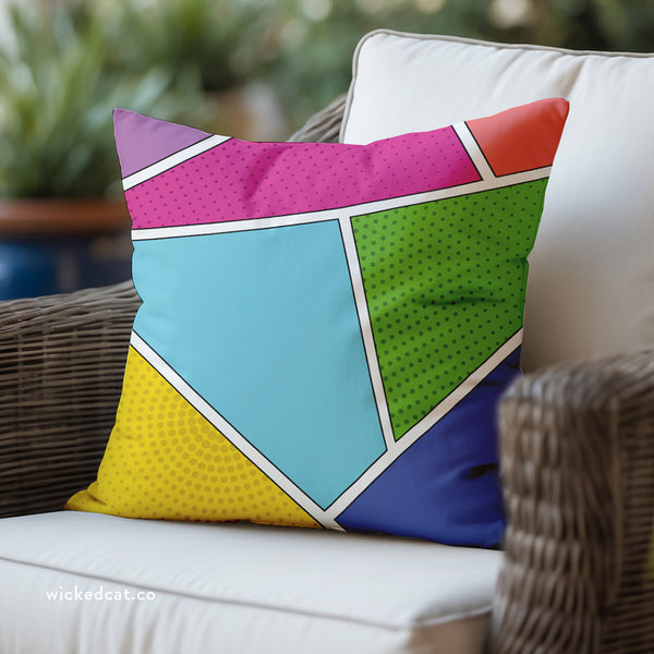 Pop Art Comics Indoor Outdoor Colorful Throw Pillow