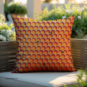 Honeycomb Bees Indoor Outdoor Accent Pillow Spring Patio Decor