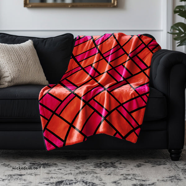 Pink and Orange Modern Decorative Throw Blanket