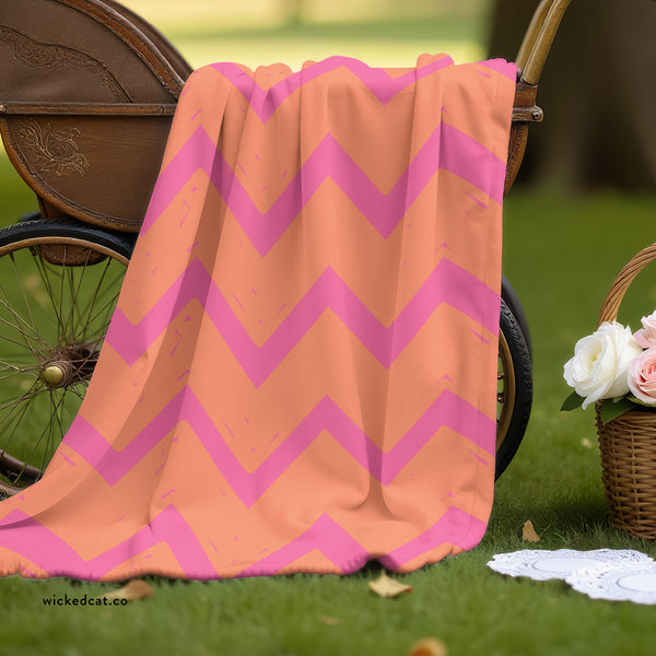 Pink & Orange Newborn Toddler Soft Sherpa Blanket