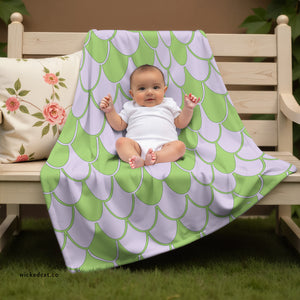 soft sherpa blanket with 'Green & Purple Snake Print' design