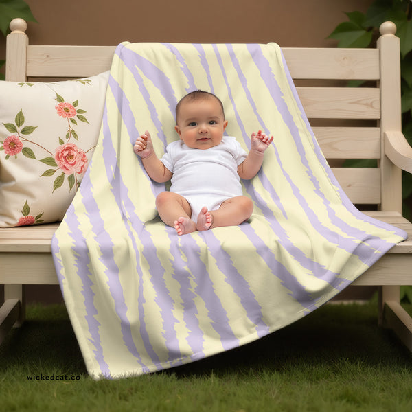 Yellow and Purple Tiger Print Sherpa Baby Blanket