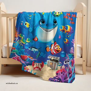 soft sherpa blanket with 'Under the Sea | Newborn & Toddler' design