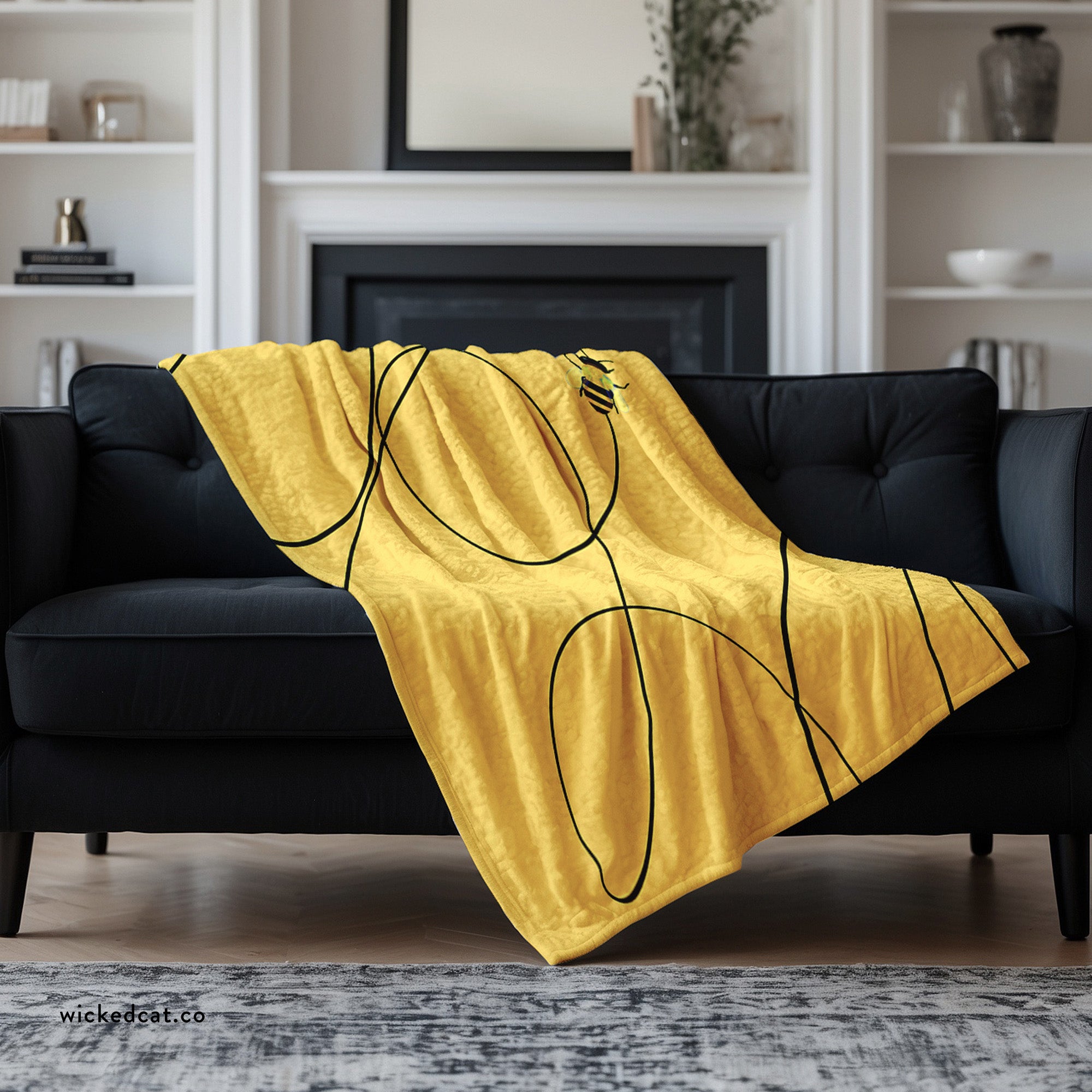 Spring Bee Yellow Decorative Throw Blanket