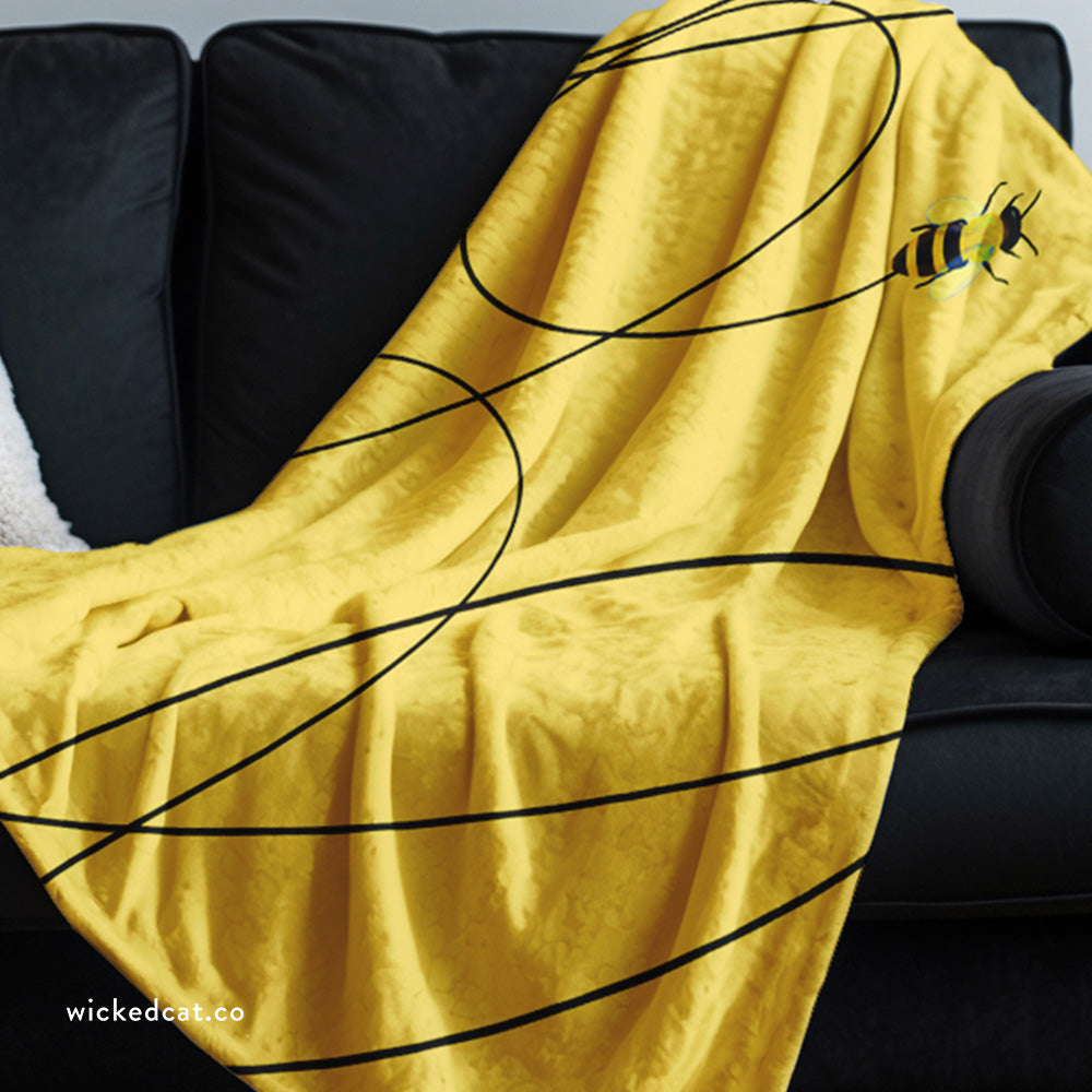 Spring Bee Yellow Decorative Throw Blanket