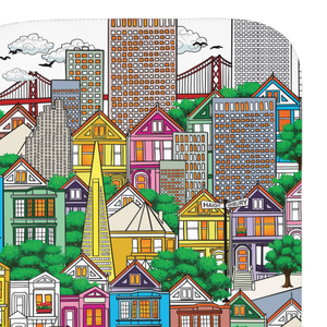 soft sherpa blanket with 'Whimsical San Francisco' design
