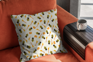 throw pillow with 'Honey Bees Spring Cover' design