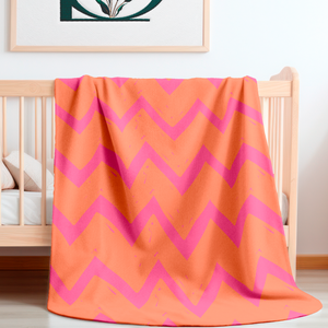 Pink & Orange Newborn Toddler Soft Sherpa Blanket