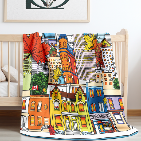 Whimsical Toronto Canada Sherpa Baby Blanket