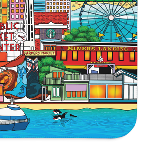 soft sherpa blanket with 'Whimsical Seattle' design