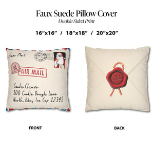 throw pillow with 'Cute Santa Mail Reversible Christmas Cover' design