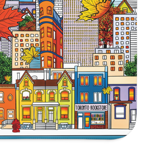 soft sherpa blanket with 'Whimsical Toronto Canada' design
