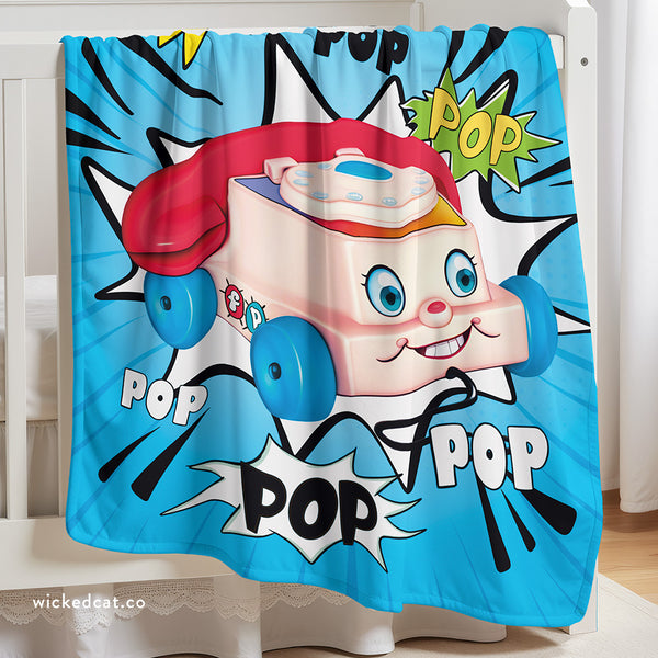 Retro Toy Phone Cute Sherpa Baby Blanket