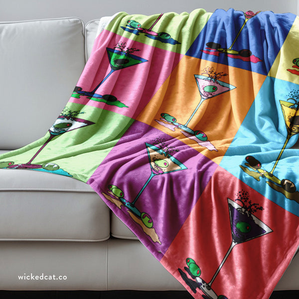 Pop Art Martini Home Gift Decorative Throw Blanket