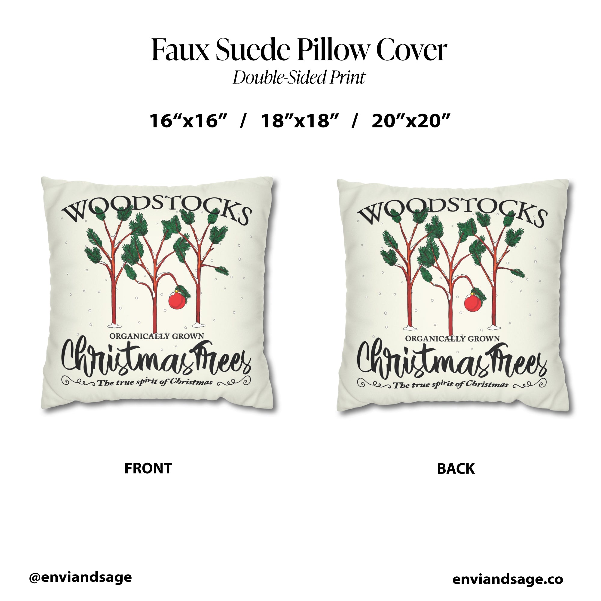 Charlie Brown Tree Faux Suede Christmas Pillow Cover