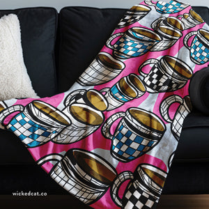 Whimsical Coffee Lovers Gift Throw Blanket