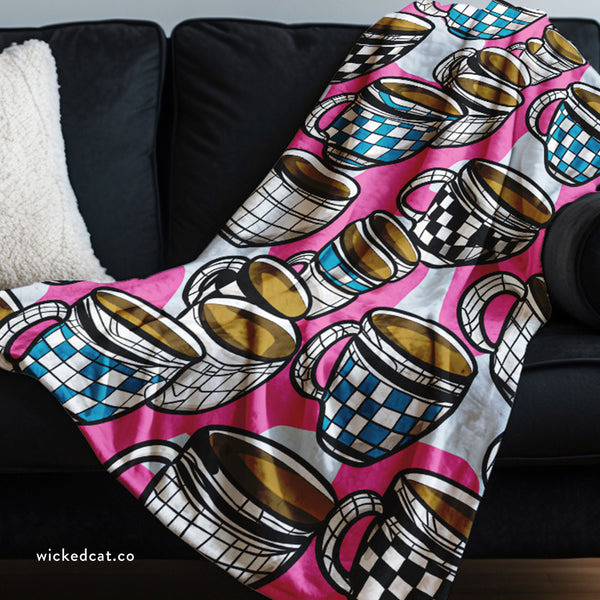 Whimsical Coffee Lovers Gift Throw Blanket
