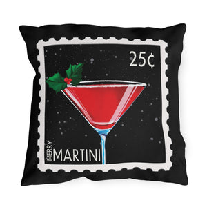 throw pillow with 'Merry Martini Christmas' design