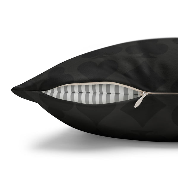 Playing Cards Heart Black and Pink Soft Accent Pillow Cover