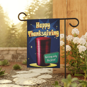 Garden flag with 'Retro Canned Cranberry Funny Thanksgiving' design