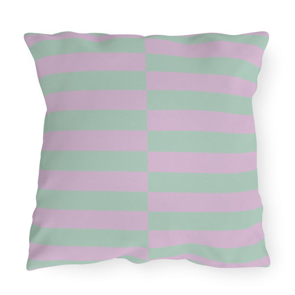 pastel purple and green striped decorative outdoor throw pillow