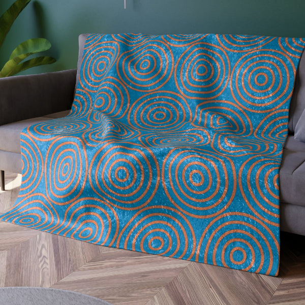 Pastel Blue & Orange Decorative Throw Blanket