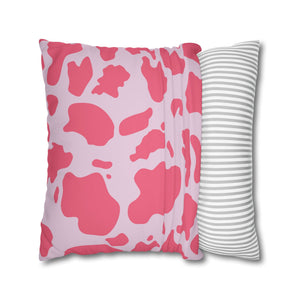 throw pillow with 'Pink Cow Print Cover' design