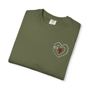 Embroidered Grinch Heart Holiday Comfort Colors® T-Shirt
