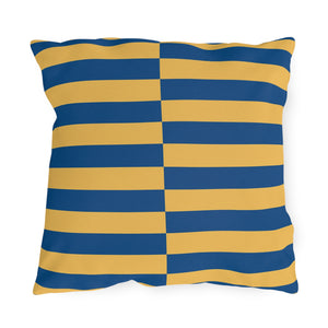 Blue and Yellow Striped Indoor Outdoor Throw Pillow